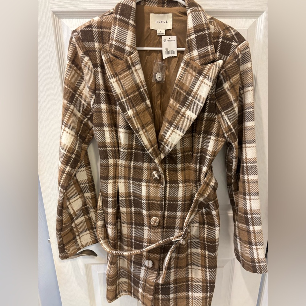 Brown Plaid Longer Length Women's Coat‎